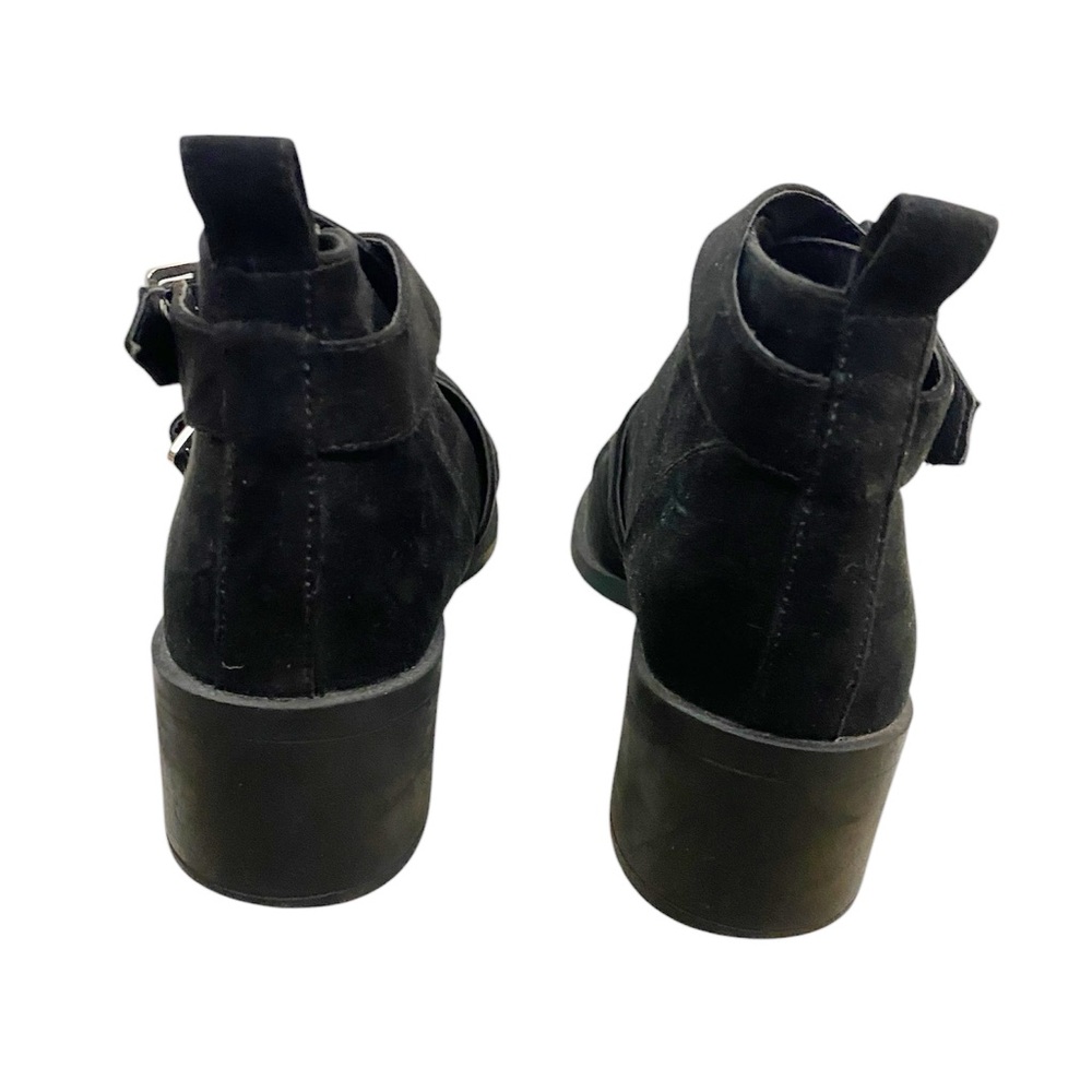 H&M Divided Black Faux Suede Ankle Boots Double Buckle Size 8 - Picture 3 of 8